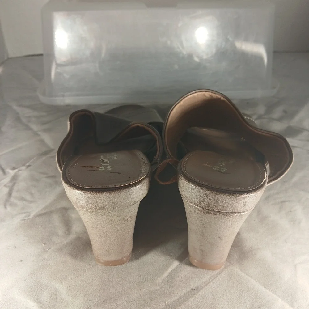 Naturalizer Nico Taupe Wedge Sandals Womens 6.5M N5 Comfort Crossover Slide Z226